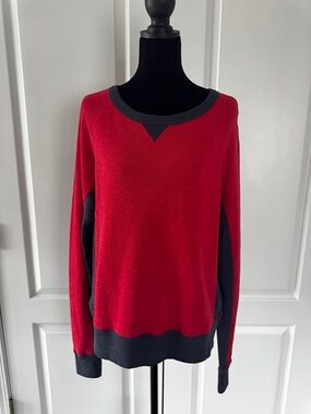 rag & bone Red Crewneck Sweater with Navy Trim